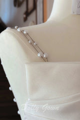 Asymmetrical Crease Satin Fishtail Wedding Dress - DollyGown