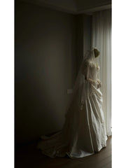 Ball Gown Vintage Style Rose Flowers Silk Wedding Dress - DollyGown