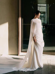 Boho Casual Silk Chiffon Slip Wedding Dress with Draping