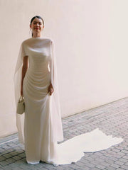 Boho Casual Silk Chiffon Slip Wedding Dress with Draping