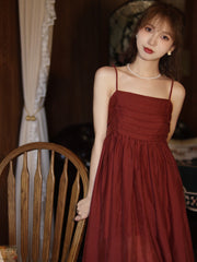 Burgundy Casual Tie Back Summer Maxi Dress - DollyGown