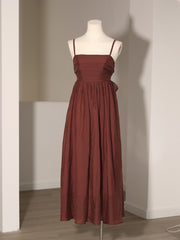 Burgundy Casual Tie Back Summer Maxi Dress - DollyGown