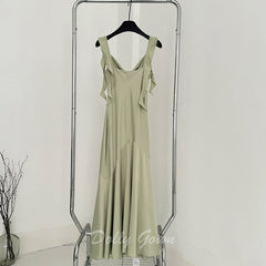 Casual Sage Green Cowl Neck Maxi Slip Dress Bridesmaid Dresses - DollyGown