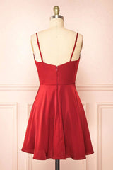 Classic Red Cow Neck Homecoming Dress Bridesmaid Dresses - DollyGown