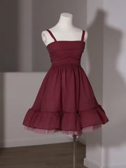 Cute Short Burgundy 8th Grade Dance Dress - DollyGown