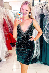 Green Beaded Short Teen Homecoming Dress - DollyGown