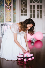 Informal Short Sleeve Two Piece Ankle Length Wedding Dress- DollyGown