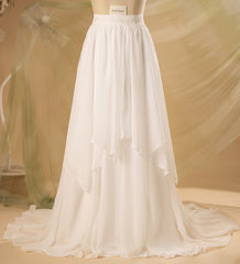 Katriel Irregular Chiffon Bridal Wedding Skirt with Chapel Train