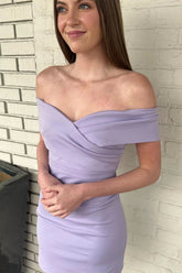 Lilac Off Shoulders Bodycon Homecoming Dress - DollyGown