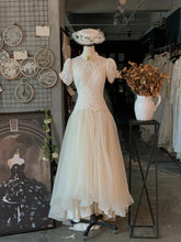 Low Waist High Neck Lace Top Vintage Wedding Dress - DollyGown