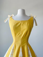 New Arrival 50s Yellow Boat Neck Full Circle Skirt Vintage Dress - DollyGown