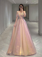 Unique Sweetheart Neck Tulle Sequin Long Prom Dress for Women