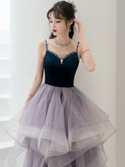 Elegant Purple Sweetheart Neck Tulle Floor-Length Prom Dress for Graduations
