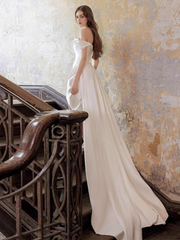 Off Shoulders Overlap Silk Wedding Dress with Draping