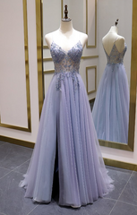Sparkly A-Line Spaghetti Straps Long Prom Evening Party Dress