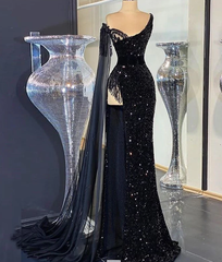 Glitter High Split Evening Dresses for Women Formal Party Gowns