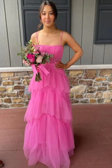 Pink Prom Evening Gown Long Prom Dresses