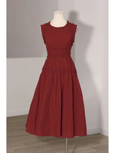 Retro Style Burgundy Sleeveless Midi Dress - DollyGown