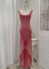 Ruffles Peach Maxi Slip Dress - DollyGown