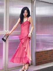 Ruffles Peach Maxi Slip Dress - DollyGown