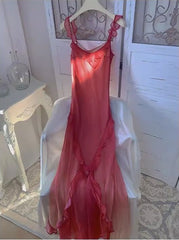 Ruffles Peach Maxi Slip Dress - DollyGown