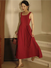 Simple Burgundy 50s tea length Dress - DollyGown