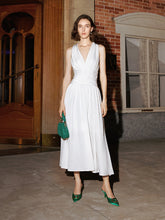 Vintage Marilyn Monroe inspired Halter Neck White Silk Dress - DollyGown