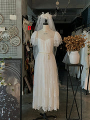 Vintage Style 70s Ankle Length Wedding Dress - DollyGown