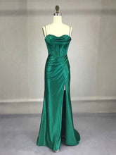 Elegant Green Satin Mermaid Prom Dress for Women, Long Formal Gown