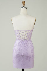 Sweetheart Purple Corset Bodycon Homecoming Dress with Appliques