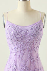 Elegant Purple Bodycon Homecoming Dress with Appliqués and Open Back