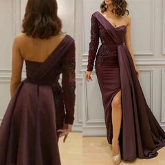 Elegant One-Shoulder Appliqued Sheath Maxi Dress: Perfect for Evening Occasions