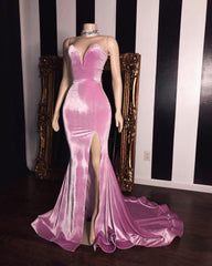 Sleeveless Sweetheart Mermaid Evening Dress: Elegant Prom Gown with High Slit