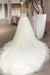 Elegant A-Line Sweetheart Wedding Dress: Backless Lace, Floor-Length Tulle Appliques