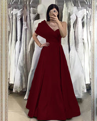 Elegant Royal Blue One Shoulder Sweetheart Off-The-Shoulder Evening Dress