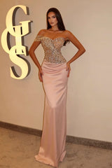 Elegant Asymmetric Sweetheart Sequins Satin Mermaid Prom Dress Long Gown