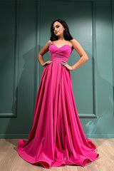 Fuchsia Sweetheart Long Evening Prom Dress with Split and Customization