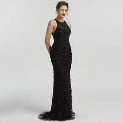 Sleeveless Black Sequin Mermaid Prom Dress for Women Formal Events