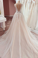Elegant A-Line Wedding Dress with Wide Straps, Ruffles, Lace Appliques, and Tulle