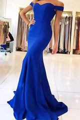Elegant Off-Shoulder Royal Blue Mermaid Evening Gown for Special Occasions