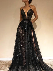 Sparkling One-Shoulder Golden Sequin Column Prom Dress with Elegant Side Slit