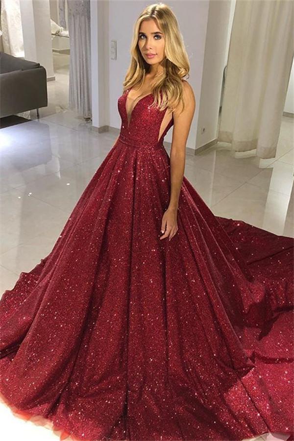 Sparkling Burgundy Sequin Sleeveless Evening Gown for Prom and Formal Events