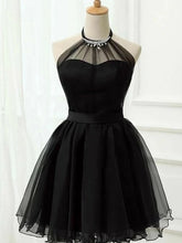 Elegant Tulle Ruffles Halter Sleeveless A-Line Short Prom Dress for Homecoming Parties