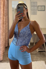 Lace-Up V-Neck Spaghetti Strap Long Prom Dress with Thigh Slit