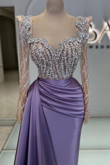 Charming Beaded Long Sleeves Appliques Lace Prom Dress for Special Occasions