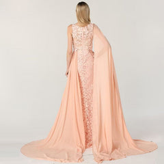 Charming Red Lace Printed A-Line Long Prom Dress with Elegant Trail