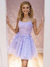 Charming A-Line Purple Lace Short Prom Dress, Lilac Formal Graduation Homecoming Gown