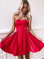Strapless Backless Red Homecoming Dress Short Prom Evening Graduation Gown