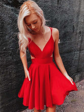 Chic Red V-Neck Short Prom Dress with Corset Back for Homecoming & Evenings