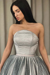 Sparkling Silver Sequined Strapless A-Line Prom Dress: Elegant Short Party Gown